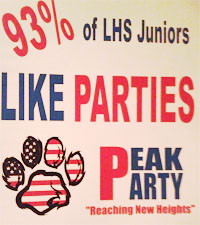 The senior class officer winners ran as part of the Peak Party; their poster is seen here.