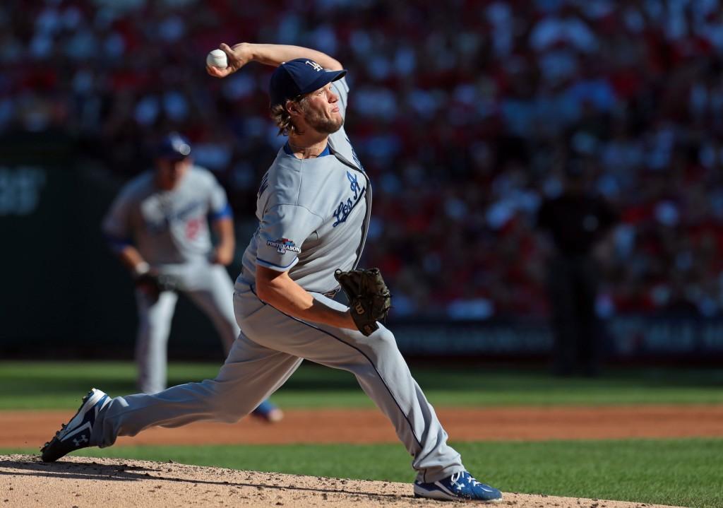 The Los Angeles Dodgers' Clayton Kershaw pitches in the first inning against the St. Louis Cardinals during Game 2 of the National League Championship Series at Busch Stadium in St. Louis, Missouri, on Saturday, on October 12, 2013. The Cardinals won, 1-0, to take a 2-0 series lead. 