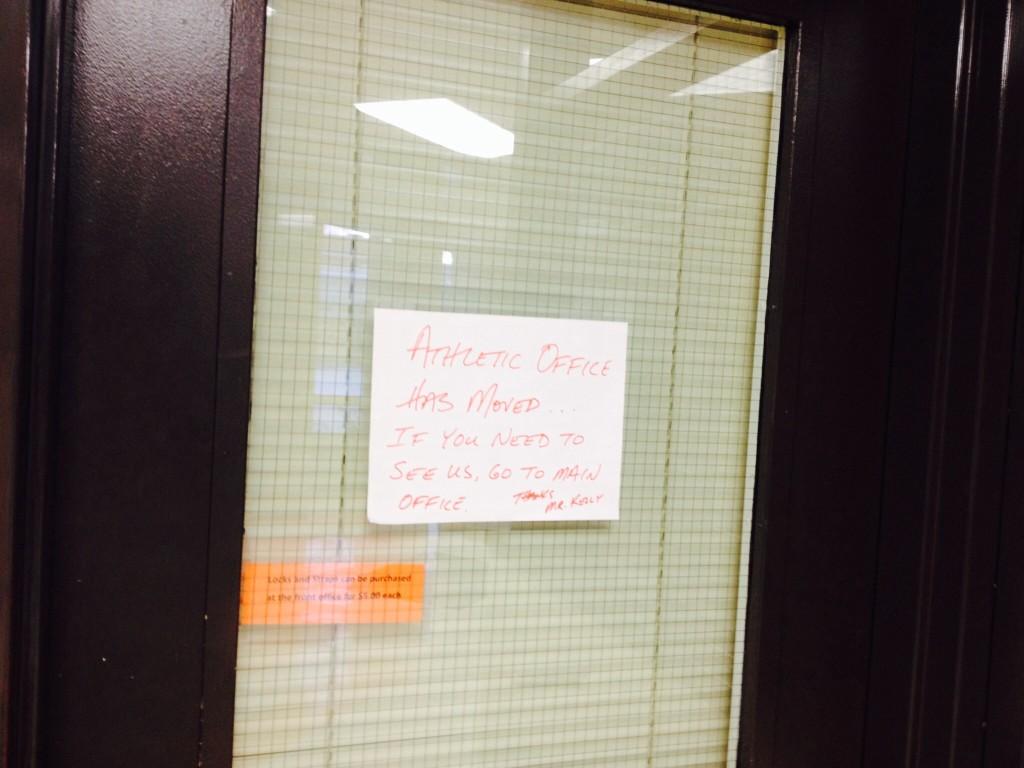 The+staff+on+the+athletic+office+had+to+move+after+the+steam+leak+produced+an+unpleasant+odor.+