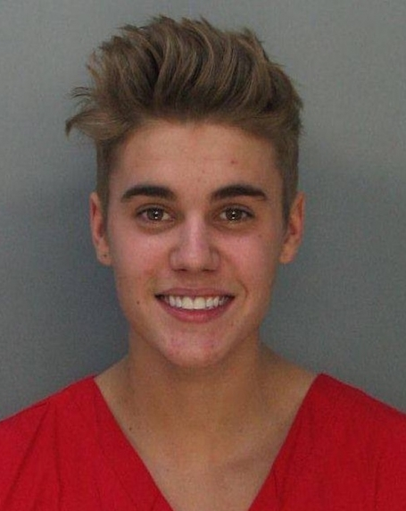 Bieber poses for his mug shot (Photo courtesy of NBCMiami)