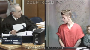 Bieber appears in court over video chat to face charges. (Photo courtesy of NBCMiami)
