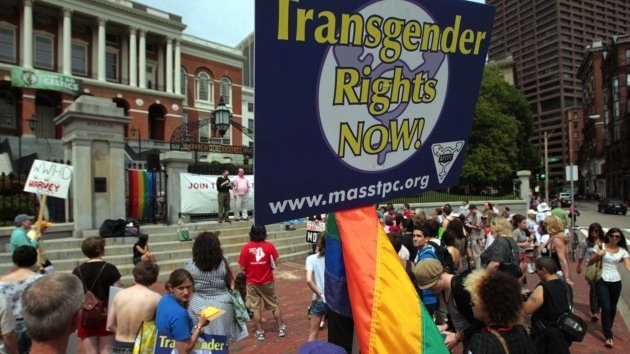 Californian protesters show their support for transgender students (Photo courtesy of Yahoo Sports)