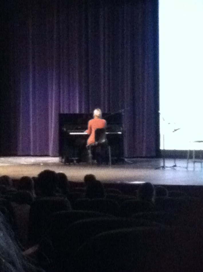 Senior, Claire Bryant performed a song in front of LHS students and faculty on Wednesday. 