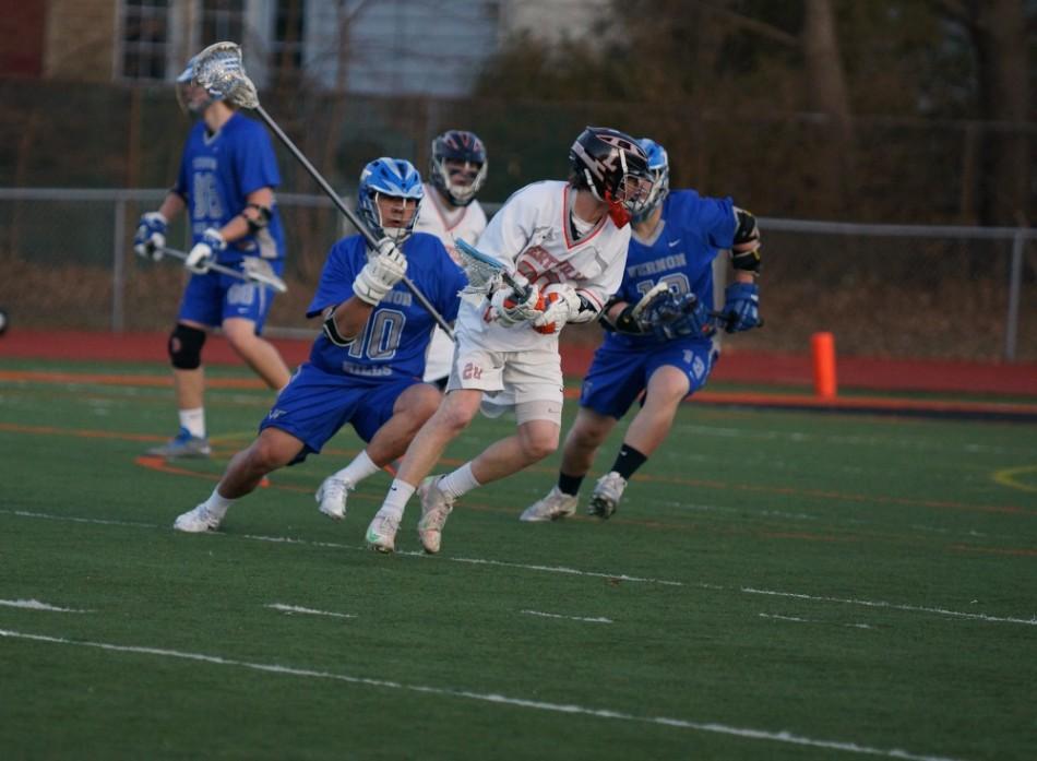 Senior Nick Bagatti fights to keep possession of the ball. 