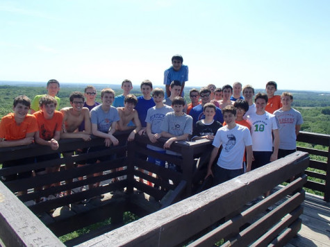 xc boys on top of tower (camp)