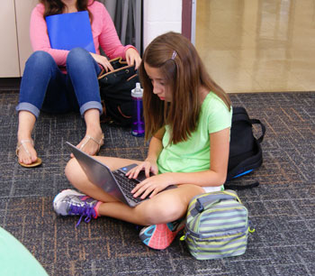 The Link Crew room has a Chrome Cart in it permanently this year. Next year, all students may have their own devices.