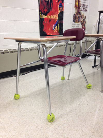 A new and improved desk in room 210.