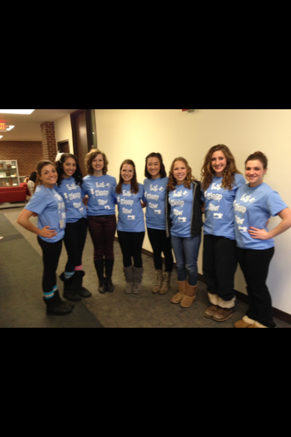 The sewing class, with matching t-shirts, travels to their FCCLA competition.