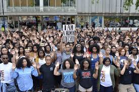 Members of the Black Student Movement show their support to Ferguson and specifically the death of Michael Brown.