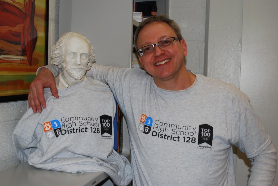 English Department Supervisor, Mr. Paul Reiff Wears His T-Shirt Next to Shakespeare.