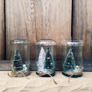 Water-less snow globes: inspired (and photo) by poineersettler.com.