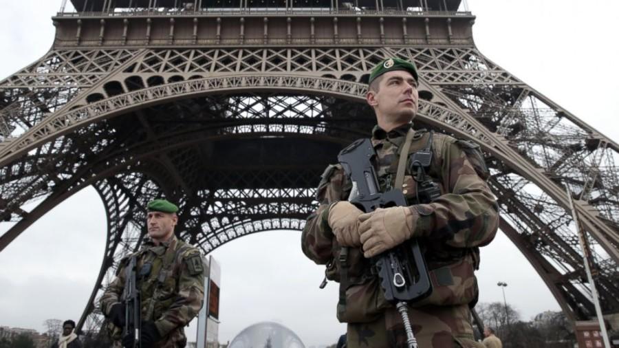 French police patrol the Eiffel Tower