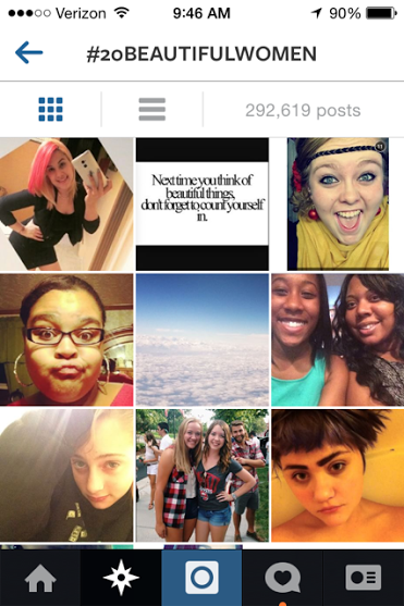 A screenshot of all the pictures categorized under the hashtag 20 beautiful women.