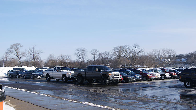 The hectic parking situation after the snow day on February 2, 2015. 