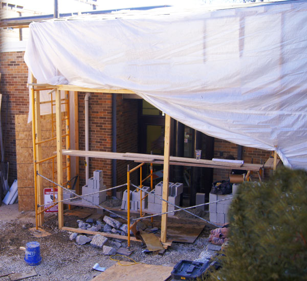 Originally scheduled to be finished in October, the construction on the pool doors is now expected to be done over Spring Break.