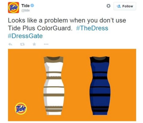 A new ad from Tide features #TheDress to attract attention to their products.