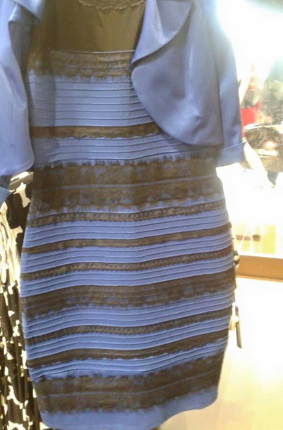 #TheDress is often seen as two different color combinations: black and blue or white and gold.