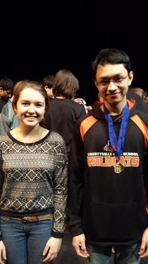 Hannah Loizzo and Elliot Stahnke after sectionals at Vernon Hills High School on March 13.