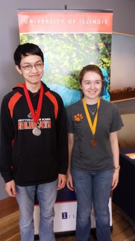 Hannah Loizzo and Elliot Stahnke after the state WYSE competition on Monday April 13 where Loizzo tested in chemistry while Stahnke tested in math and physics. 
