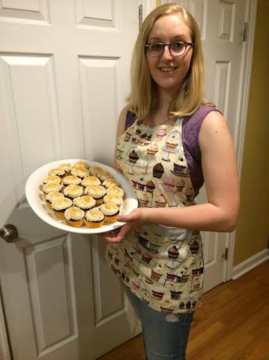 Julia holds her perfected chocolate cupcakes along with a salted caramel topping, which was part of a bake sale for GSA (Gay Straight Alliance).