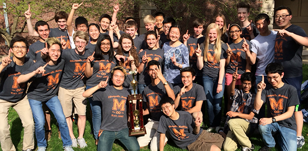 The math team poses after winning the class 3AA  math State championship. 
