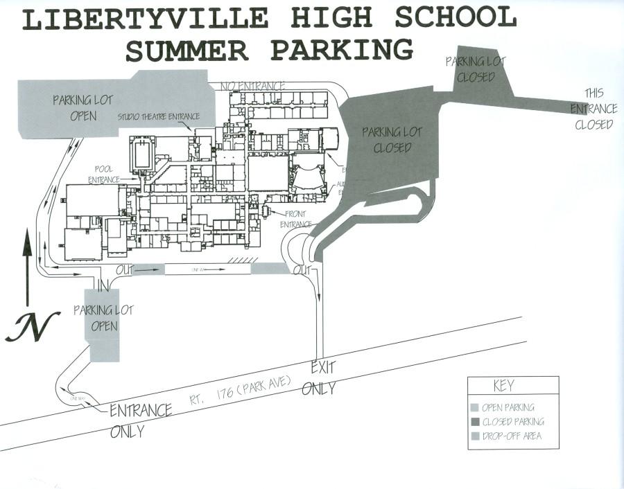 The LHS main parking lot construction will make some entrances unavailable.