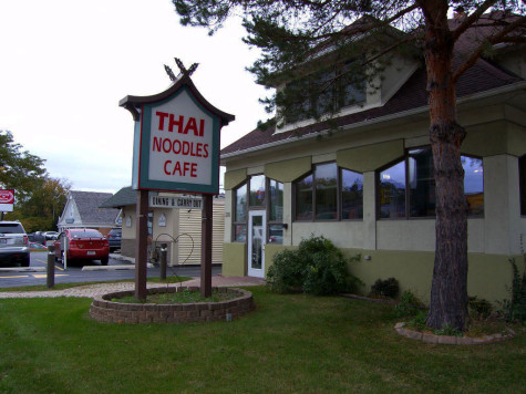 Located three minutes away and open at 11 a.m., Thai Noodles Cafe offers food that is priced at approximately thirteen dollars. It is suggested that food be ordered prior to arrival due to a fifteen minute wait.