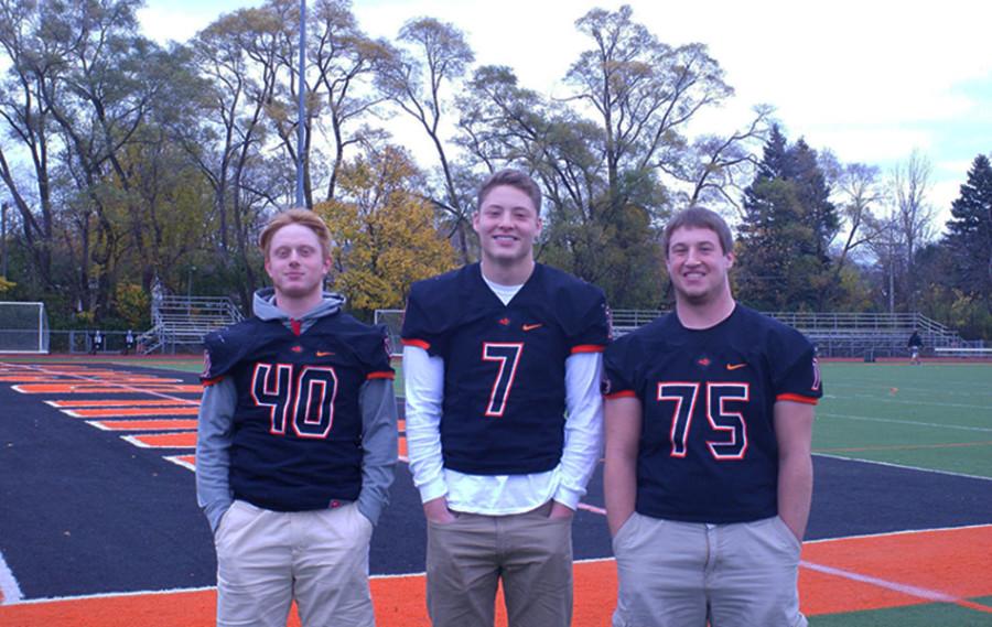 Seniors Noah Moderwell, Riley Buncic, and Jon Evers are three talented senior starters  on the varsity football team.