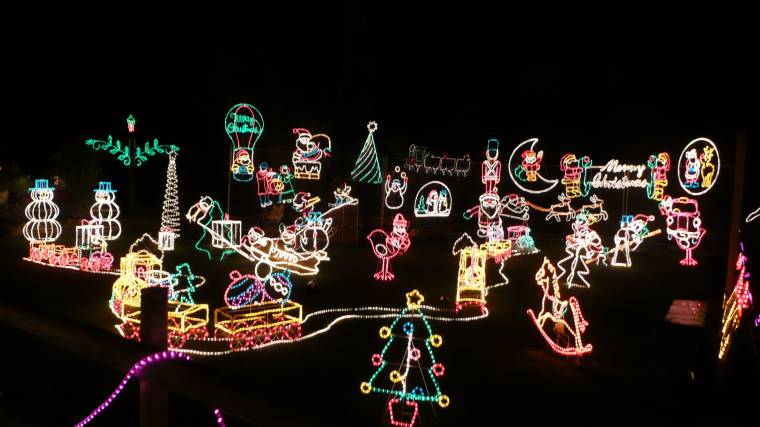 The holiday light show consisted of hundreds of light up displays ranging in a wide variety of sizes