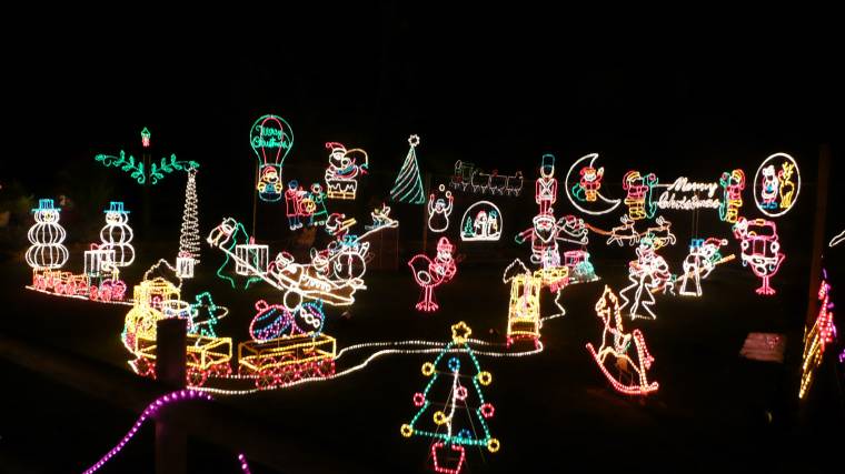 The holiday light show consisted of hundreds of light up displays ranging in a wide variety of sizes