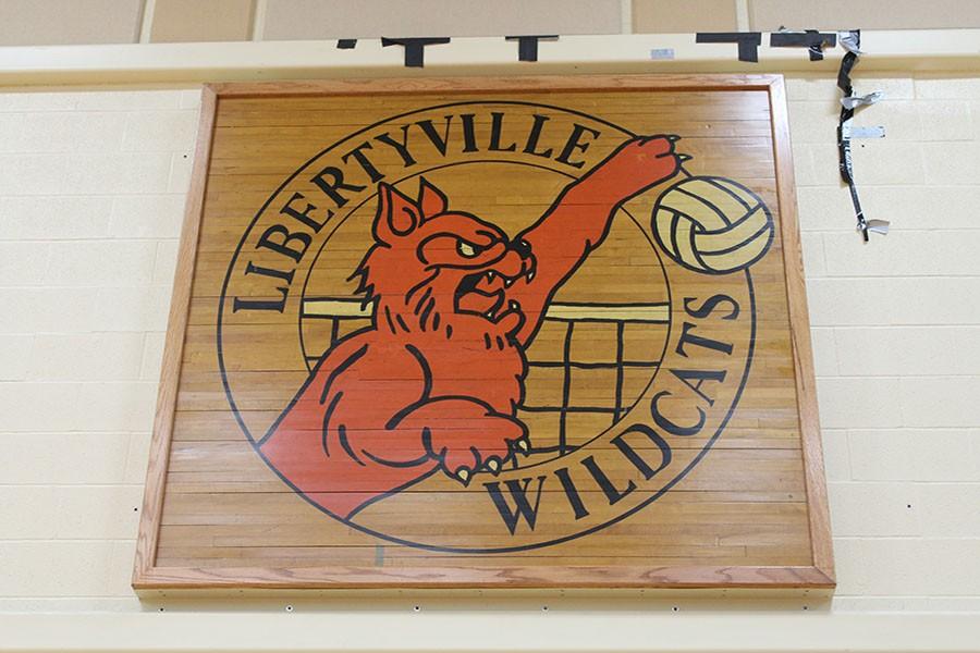 The piece of gymnasium floor came from Libertyville High School's original Brainerd Building, where the school's volleyball programs originated. The recent demolition of the Brainerd Building prompted the donation to the volleyball programs.