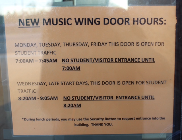The music wing doors are now staying locked later into the morning as a way to streamline and minimize the time they were open.