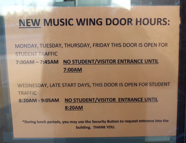 The+music+wing+doors+are+now+staying+locked+later+into+the+morning+as+a+way+to+streamline+and+minimize+the+time+they+were+open.