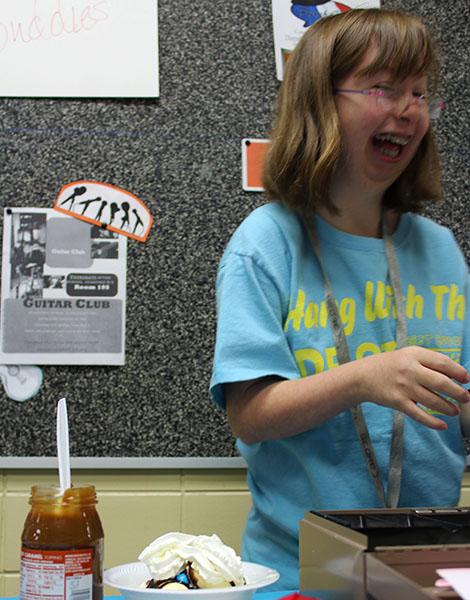 On Thursday, Oct. 6, members of Best Buddies, including Michelotti, gathered outside the cafeteria and sold make-your-own ice cream sundaes to help raise money for their club.