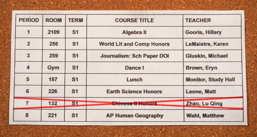 Students who signed up for the Chinese program during the 2017-18 school year had to find an additional class to take in place of Chinese.