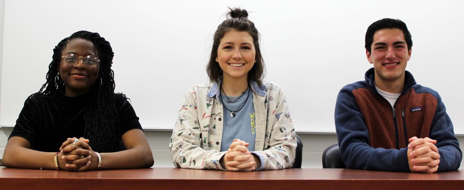 New student representatives to the school board were recently chosen, in anticipation of the 2017-2018 school year. From left to right are selected members Lola Akinlade, Ellie Daly and Zachary Ford, who will all be seniors next year. 