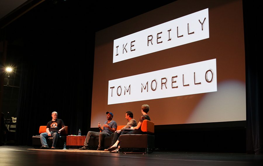 Tom Morello and Ike Reilly on stage discussing their memories of  LHS.