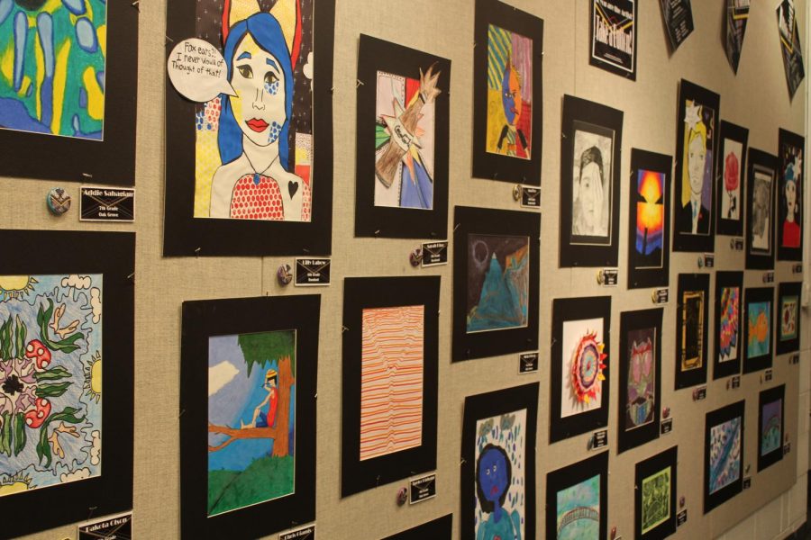 Pieces from students at the feeder schools hung all over the walls in the art gallery.
