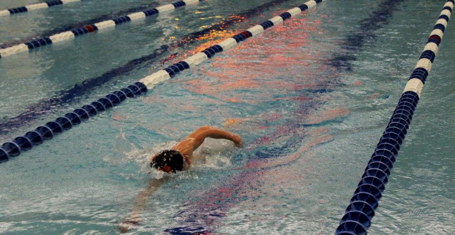 Sophomore William Gordon competed in the 500-meter freestyle for Libertyville and finished first with a time of 5:54.42.