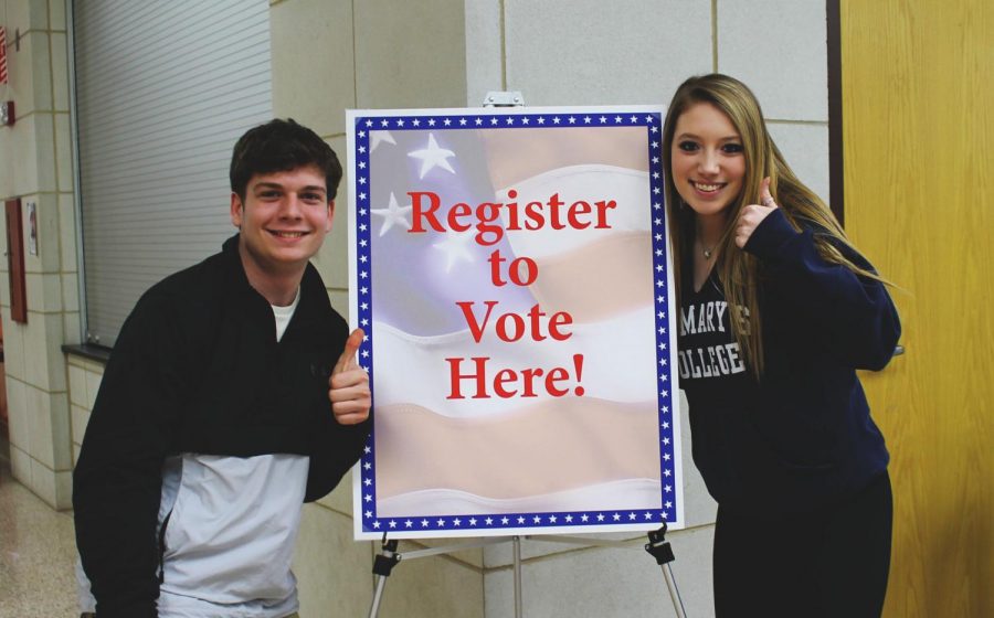 On Thursday, Feb. 8, the first-ever voter registration drive was held during the school day in the lobby of LHS. This registration drive was in preparation for the upcoming Illinois primary election on March 20. Seniors Ben Martin and Claudia Fiorenza both happily registered during seventh period. 