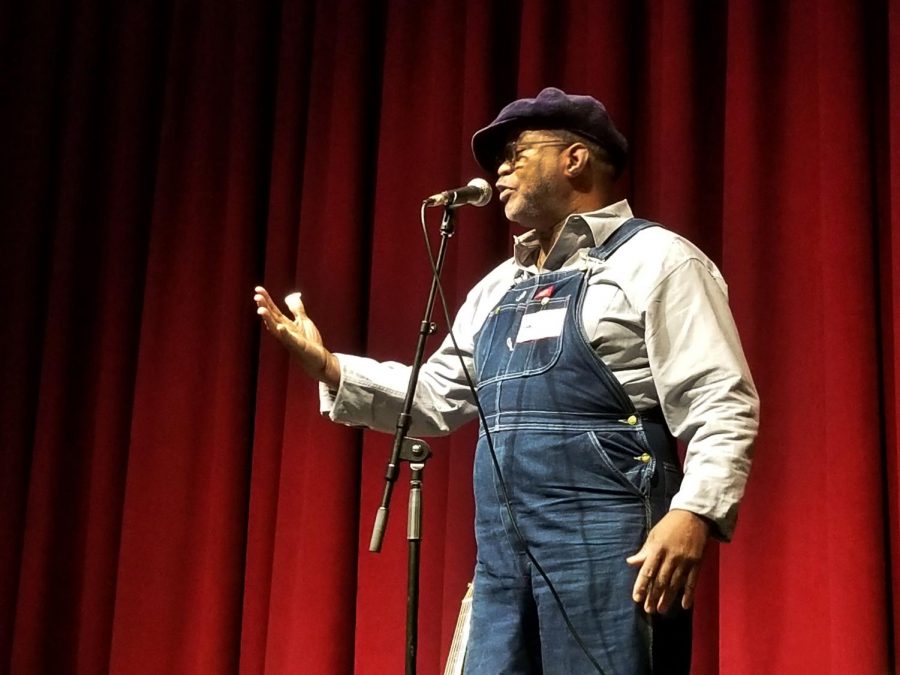 For the final day of Writers Week, a Chicago-based blues musician by the name of Fruteland Jackson shared his knowledge about the history and making of blues music. The day also included acts from LHS student band Fun Monkey and Sneezy, a band made up of former LHS students. 