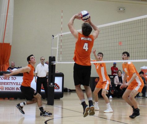 Schaffnit sets up Ford for a kill. Schaffnit finished with 22 assists, one block, two digs and one ace.