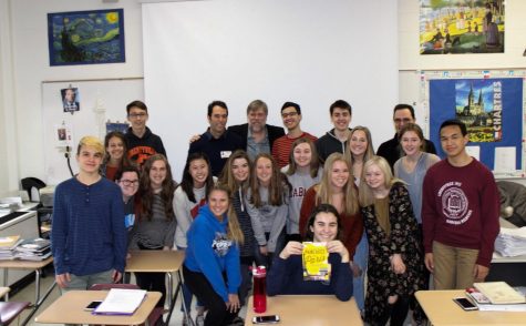 Mr. Carlson presented to various French classes, including Mr. Guiard's fourth period French 4 Honors class.