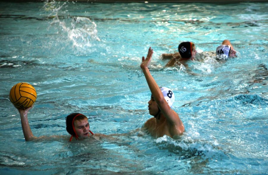 Preston Knapp, a freshman from Libertyville, throws the ball to a teammate across the pool.