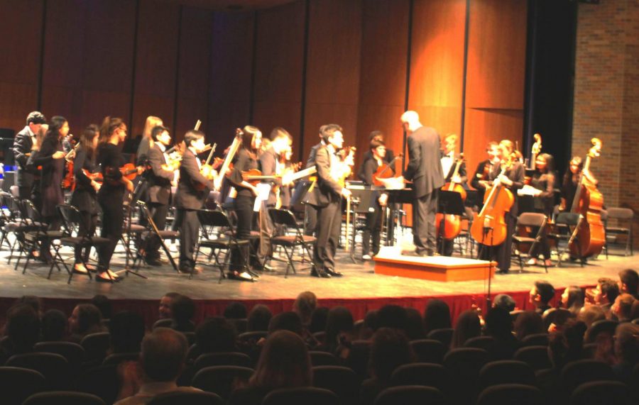 Richard Xiao, a freshman violin player, got an award from Mr. Marino for Concert Orchestra participation. Xiao received this award for demonstrating leadership skills while in orchestra.