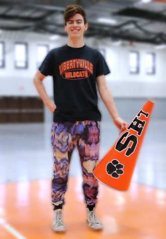 Jackson Bogus, a junior, moved back to Libertyville for this school year. Bogus doesn’t let the stereotypes that face boys who participate in cheerleading bother him, and he has been cheering at both schools he has attended during his high school career.