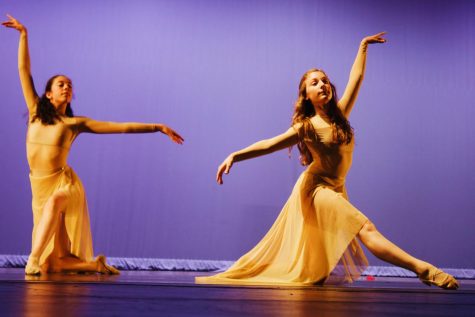 Juniors Lauren Gadek and Sydney Klatt dance to a song that was choreographed by senior Priyana Acharya.