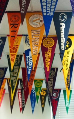 The CRC is decorated by a varied of pennants from colleges across the nation.