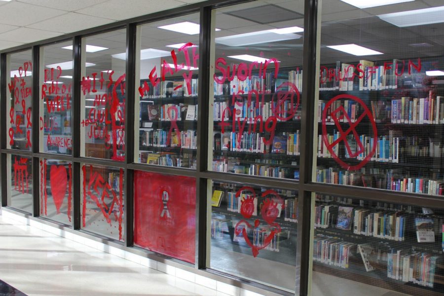 Students decorated the school with streamers and painted windows during the Red Ribbon Week kick-off event on Sunday, Oct. 21. The kick-off had free food, decorating, music and games.