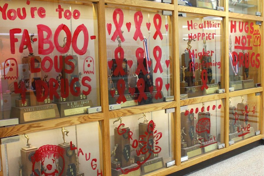 Windows around the school were painted to show support and spread the word about Red Ribbon Week, a drug and alcohol awareness campaign.